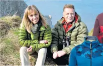  ??  ?? Packham and Michaela Strachan on Springwatc­h, above, and Chris’s clothing range, right