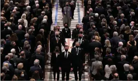  ?? (AP/Brendan Smialowski) ?? The escorted casket of former Secretary of State Madeleine Albright is taken out of the Washington National Cathedral, after a funeral service, Wednesday, in Washington.