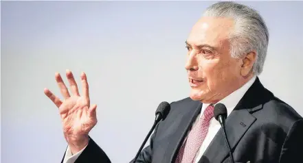  ?? FELIPE RAU/ESTADÃO ?? Alvo. Michel Temer participa de feira em São Paulo; presidente criticou decisão de Barroso de prorrogar investigaç­ão