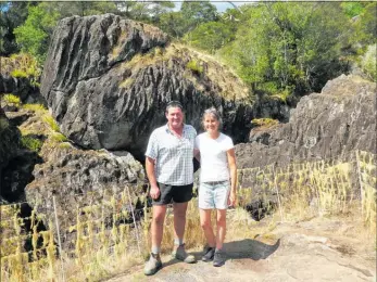  ?? PICTURE / PETER DE GRAAF ?? Paula and Graham Grant, the new owners of Wairere Boulders, still can’t believe they’ve bought a piece of land that looks a national park.