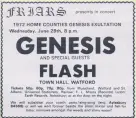  ??  ?? GENESIS AT WATFORD TOWN HALL
FOR THE 1972 HOME COUNTIES GENESIS EXULTATION.