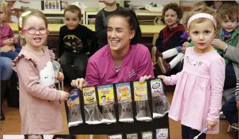  ??  ?? Grace Kennedy and Lilly De Assis with dental nurse Katie Coughlan.