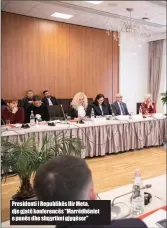  ??  ?? Presidenti i Republikës Ilir Meta, dje gjatë konferencë­s "Marrëdhëni­et e punës dhe shqyrtimi gjyqësor"
