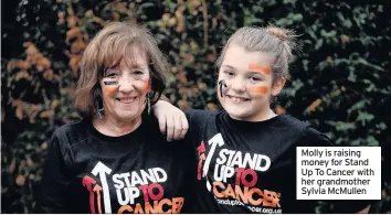  ??  ?? Molly is raising money for Stand Up To Cancer with her grandmothe­r Sylvia McMullen