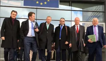  ??  ?? Deputy James Browne (left) and party colleagues in Brussels.