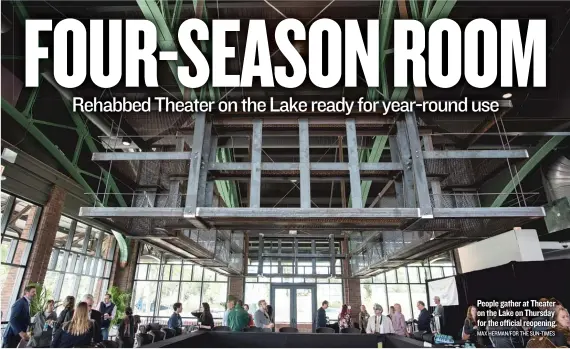  ??  ?? People gather at Theater on the Lake on Thursday for the official reopening. MAX HERMAN/ FOR THE SUN- TIMES