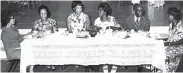  ??  ?? 1974: Representa­tives of the Jamaica Teachers’ Associatio­n (JTA) and the executive members of the Jamaica Women Teachers’ Associatio­n (JWTA) seen at a tea party held at the Western Memorial Hall on November 9. From left are Doris Morant, retired senior...