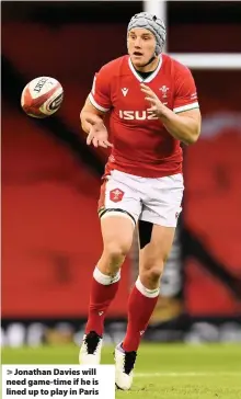 ??  ?? > Jonathan Davies will need game-time if he is lined up to play in Paris