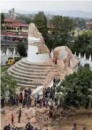  ??  ?? Collapse: The historic, 200ft Dharahara tower in central Kathmandu