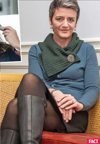  ??  ?? Margrethe Vestager is said to have inspired the female lead in TV’s Borgen