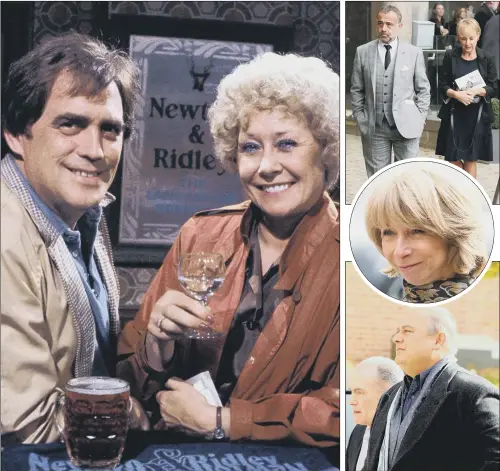  ?? PICTURES: PA WIRE. ?? FONDLY REMEMBERED: Liz Dawn forged a formidable double act with Bill Tarmey as Vera and Jack Duckworth in Coronation Street; among Miss Dawn’s former co-stars attending her funeral at Salford Cathedral were, from top, Michael LeVell and Sally Dynevor,...
