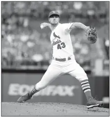  ?? AP/JEFF ROBERSON ?? St. Louis Cardinals starting pitcher Dakota Hudson throws during the second inning on Monday against the Milwaukee Brewers in St. Louis.