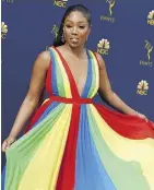  ??  ?? Tiffany Haddish honoured her father in the colours of the Eritrean flag.