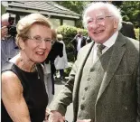  ??  ?? President Michael D Higgins with Catherine McCann at Shekina Sculpture Garden.