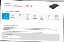  ?? ?? ABOVE It’s no easy task getting a Canon Lide 100 scanner to work on Windows 11
