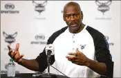  ?? JEFF SINER / CHARLOTTE OBSERVER / MCT ?? “I know all of those places . ... and I felt like I had to act in a sense that this is my home,” said former NBA star Michael Jordan.