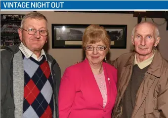  ??  ?? Denis Sexton with Anne and Gerry McGrath pictured at Charlevill­e Vintage Club’s annuan dinner at the Corbett Court Restaurant Ballyhea.