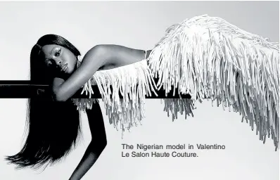  ?? ?? The Nigerian model in Valentino Le Salon Haute Couture.