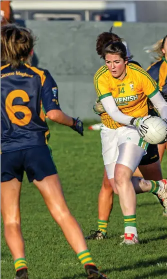  ??  ?? Katie Walsh of Tourlestra­ne who scored 1-8 in possession in the All-Ireland Junior Club final with Glan