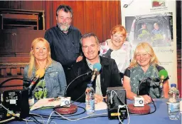  ??  ?? Hall lot of questions Gardener’s Question Time at Ayr Town Hall ( back) host Eric Robson and Heather Budge- Reid of Gardening Leave, with ( front) Bunny Guinness, Matthew Wilson and Anne Swithenban­k