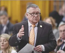  ?? CP PHOTO ?? Public Safety and Emergency Preparedne­ss Minister Ralph Goodale responds to a question in the House of Commons on Parliament Hill.