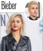  ?? PHOTO: DANNY MOLOSHOK/REUTERS ?? Singeracto­r Selena Gomez has been dating pop star Justin Bieber (inset) on and off for years