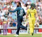  ??  ?? Australia captain Tim Paine leaves the field after being dismissed by Moeen Ali.