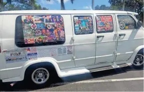  ?? IMON KARIM ?? Cesar Sayoc’s van is covered in political stickers supporting Donald Trump and opposing the president's critics.