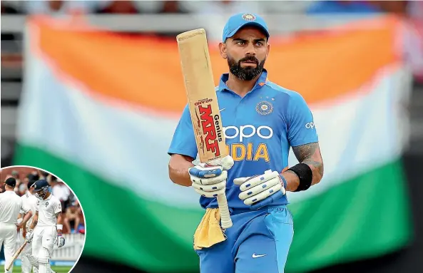  ?? GETTY IMAGES ?? Virat Kohli says India will need to be fully focused when they take on New Zealand from tomorrow at the Basin Reserve, a less than happy hunting ground for the tourists. Inset, Kohli walks off after his dismissal in the 2014 test.