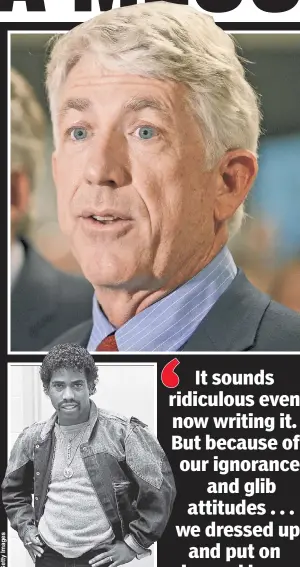  ??  ?? FURTHER EMBARRASSM­ENT: Virginia Attorney General Mark Herring (top) added to the turmoil roiling the government by admitting he, like Gov. Ralph Northam, once wore blackface, dressing up as rapper Kurtis Blow (above) while in college.