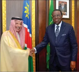  ?? Photo: Presidency ?? Welcome… President Hage Geingob on Friday received at State House the Royal Court of Saudi Arabia’s Ahmed Kattan and his delegation.