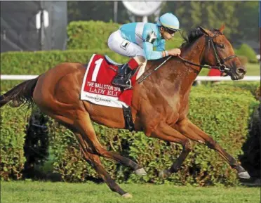  ?? PHOTO PROVIDED BY SPENCER TULIS ?? Lady Eli, with Irad Ortiz Jr. up, rallied to win the Grade 2 Ballston Spa Saturday at Saratoga Race Course.