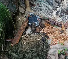  ?? ANI ?? Representa­tional photo: A Pakistan-backed terror hideout busted by police and Indian Army’s 38 Rashtriya Rifles and recovered arms and ammunition, near Gambhir Mughlan area of Rajouri on 30 October.