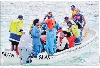  ?? Picture: LUKE RAWALAI ?? Dravuni villagers leave their village every morning to work in resorts near the island.