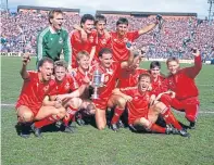  ??  ?? Celebratin­g Scottish Cup victory over Hearts in 1986