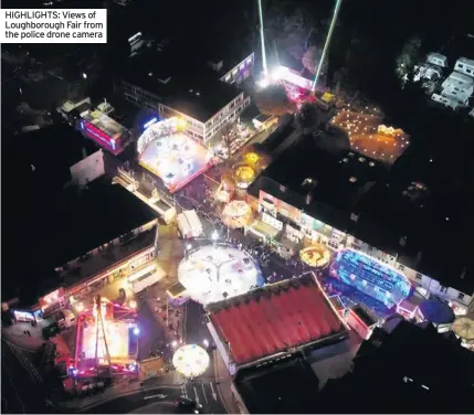  ??  ?? HIGHLIGHTS: Views of Loughborou­gh Fair from the police drone camera