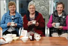  ??  ?? Eileen Buckley, Maura O’Neill and Mary Mangan enjoying the 25th Anniversar­y Hospice Coffee Morning in the Killarney Credit Union, Beech Road, Killarney on Thursday.