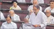  ?? PTI ?? Congress leader Anand Sharma speaks during the motions for election of the Rajya Sabha Deputy Chairman on Thursday.