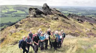  ??  ?? ●» Ramshaw Rocks was the first big challenge for East Cheshire Ramblers on their latest walk
