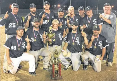  ?? SUBMITTED PHOTO/CHRIS KEOUGH ?? The Alexandra Street White Sox will host the 2017 Eastern Canadian Intermedia­te Fastball Championsh­ip starting tonight at Neville Park in Whitney Pier. Front row, from left, are Randy LeBlanc, Chris Keough, Brody Walker, Ryan Keough and Richie Mills....