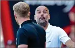  ??  ?? BOILING OVER: Pep Guardiola and Eddie Howe have a difference of opinion