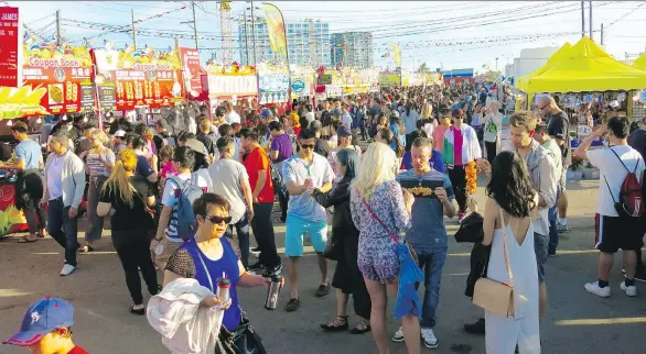  ?? PHOTOS: MIA STAINSBY ?? The lineups to enter the Richmond Night Market can be dishearten­ingly long, but the 98 food stalls are well worth the wait. There’s retail therapy, too.