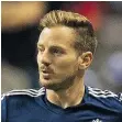  ?? GERRY KAHRMANN/PNG ?? Relegated to the bench through much of the spring, Vancouver Whitecaps left-back Jordan Harvey is back in the starting 11.