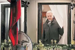  ?? ARCHIVO ?? Asilo. Julian Assange, en la Embajada de Ecuador en Londres donde permanece asilado desde 2012.