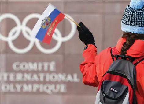  ?? FOTO: LEHTIKUVA/FABRICE COFFRINI ?? Rysslands flagga syns inte under vinter-OS. De ryska idrottare som får delta måste göra det under olympisk flagg.