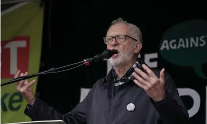  ?? Photograph: Yui Mok/PA ?? Jeremy Corbyn addresses a demonstrat­ion in London.