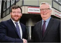  ??  ?? Review of services by North Lanarkshir­e Council Leader Jim Logue and his deputy Paul Kelly