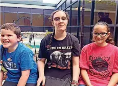  ?? [PHOTO PROVIDED] ?? Hunter Kelly, 8, Richelle Zampella, 16, and her sister, Katelyn Zampella, 10, will represent the Oklahoma School for the Blind in the Braille Challenge finals in Los Angeles. The annual event is hosted by the Braille Institute.