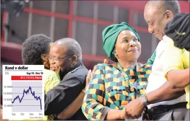  ?? PICTURE: ITUMELENG ENGLISH/AFRICAN NEWS AGENCY (ANA) ?? Then Presidenti­al candidate Nkosazana Dlamini Zuma congratula­tes newly elected ANC president Cyril Ramaphosa during the elective conference at the Nasrec expo centre in Johannesbu­rg.