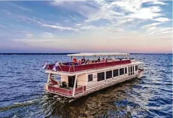  ?? Courtesy ?? Waterpoint on Lake Conroe is teaming up with the first Margaritav­ille Resort in Texas to offer tours on the “Little Palm” 80-foot yacht with a double deck.